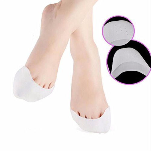 WINOMO 1 par silicona punta Gel Toe Ballet danza zapatos atleta Pads Toe Cap Protector con agujeros transpirable (blanco)