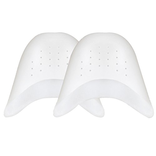 WINOMO 1 par silicona punta Gel Toe Ballet danza zapatos atleta Pads Toe Cap Protector con agujeros transpirable (blanco)