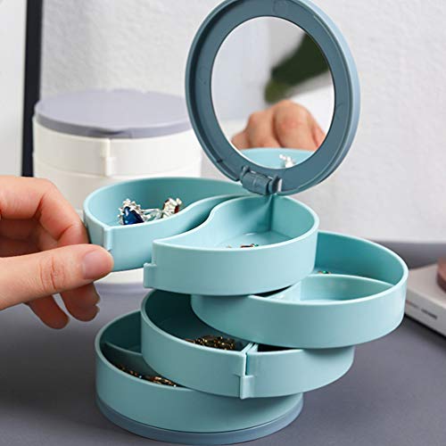 WINOMO Caja Giratoria de Almacenamiento de Joyas con Espejo Caja Redonda para Organizador de Joyas Soporte de Bandeja de Exhibición de Pendientes de Torre para Collar Pulsera Anillo WINOMO Caja Giratoria de Almacenamiento de Joyas con Espejo Caja Redonda para Organizador de Joyas Soporte de Bandeja de Exhibición de Pendientes de Torre para Collar Pulsera Anillo