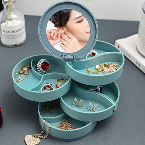 WINOMO Caja Giratoria de Almacenamiento de Joyas con Espejo Caja Redonda para Organizador de Joyas Soporte de Bandeja de Exhibición de Pendientes de Torre para Collar Pulsera Anillo WINOMO Caja Giratoria de Almacenamiento de Joyas con Espejo Caja Redonda para Organizador de Joyas Soporte de Bandeja de Exhibición de Pendientes de Torre para Collar Pulsera Anillo