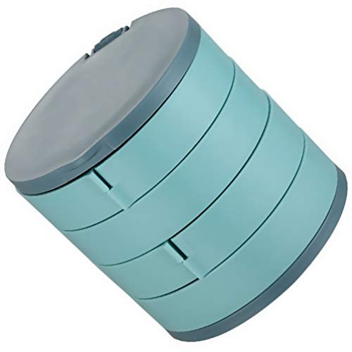WINOMO Caja Giratoria de Almacenamiento de Joyas con Espejo Caja Redonda para Organizador de Joyas Soporte de Bandeja de Exhibición de Pendientes de Torre para Collar Pulsera Anillo