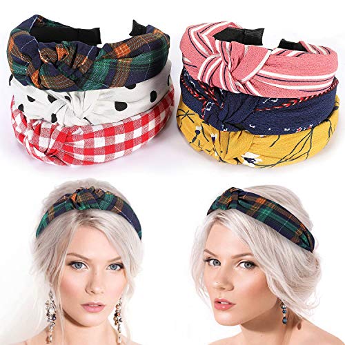 Winpok diademas para mujeres, 10pcs diademas de pelo anchas de punto bandas para el pelo de tela, diademas elásticos para la cabeza, accesorios para el pelo al aire libre para niñas