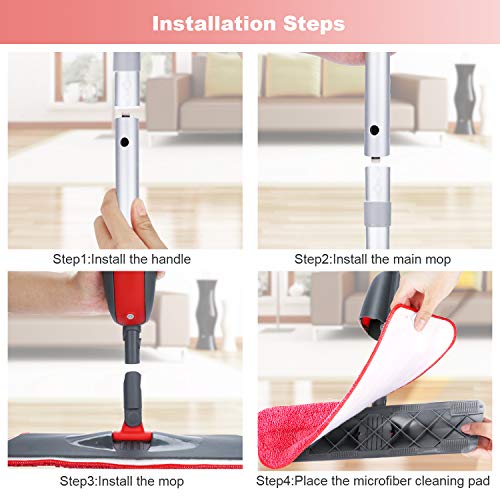 Winpok Mopa con Pulverizador, Spray Mop Función de Pulverización Mopa Pulverizador Giro de 360°, para Limpia Seca y Húmeda para Suelos Laminados, Azulejo y de Madera Winpok Mopa con Pulverizador, Spray Mop Función de Pulverización Mopa Pulverizador Giro de 360°, para Limpia Seca y Húmeda para Suelos Laminados, Azulejo y de Madera