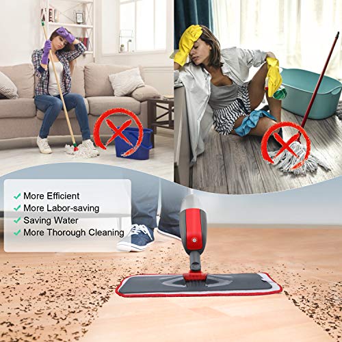 Winpok Mopa con Pulverizador, Spray Mop Función de Pulverización Mopa Pulverizador Giro de 360°, para Limpia Seca y Húmeda para Suelos Laminados, Azulejo y de Madera