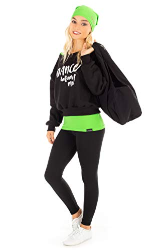 Winshape Damen Kurzes Sweatshirt Dance Defines ME LS001, Street Style, Fitness Freizeit Sport Yoga Workout  Sudadera, Mujer, Negro, Large