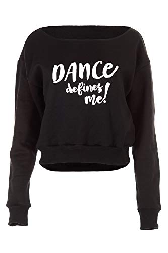 Winshape Damen Kurzes Sweatshirt Dance Defines ME LS001, Street Style, Fitness Freizeit Sport Yoga Workout  Sudadera, Mujer, Negro, Large