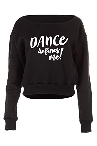 Winshape Damen Kurzes Sweatshirt Dance Defines ME LS001, Street Style, Fitness Freizeit Sport Yoga Workout  Sudadera, Mujer, Negro, Medium