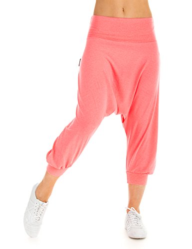 Winshape Deporte para Mujer Dance para Fitness y Uso Cotidiano Sport Pantalones de harén Rosa Coral neón Talla:Medium