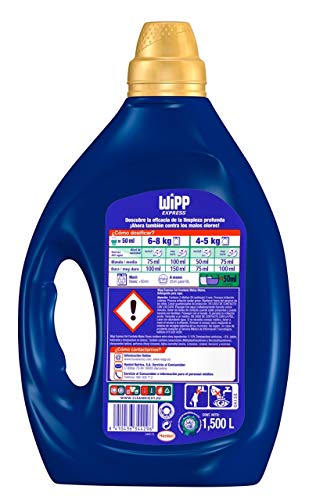 Wipp Express Detergente Líquido Antiolores - Pack de 4, Total: 120 Lavados