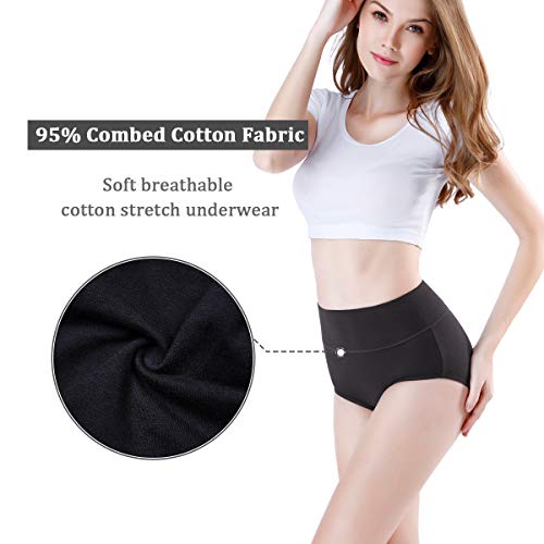 wirarpa Braguitas Culotte Algodón para Mujer Bragas de Cintura Alta Cómodo Faja Reductora Ajustan Pack de 4 Talla 50