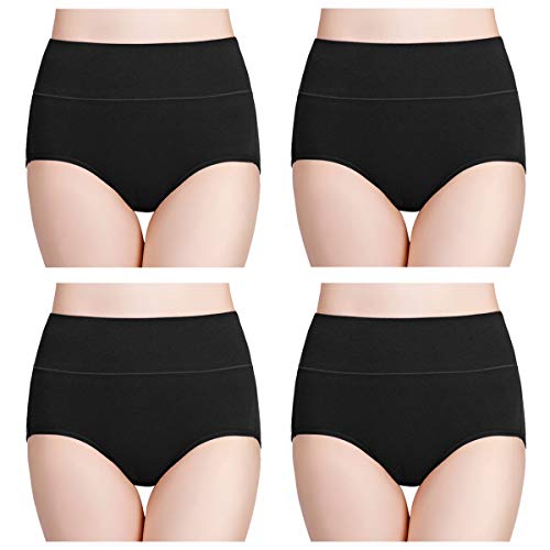 wirarpa Braguitas Culotte Algodón para Mujer Bragas de Cintura Alta Cómodo Faja Reductora Ajustan Pack de 4 Talla 50