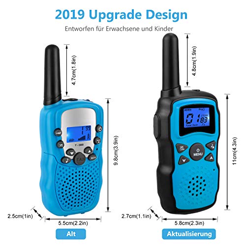 Wishouse M8 Walkie Talkie Niños Bateria USB Recargable, Adultos Walky Talky 3 Piezas Largo Alcance, Cámping Juegos Policia Juguetes with Linterna, Niños 3-12 Años Navidad Regalos Cumpleaños Para Niñas