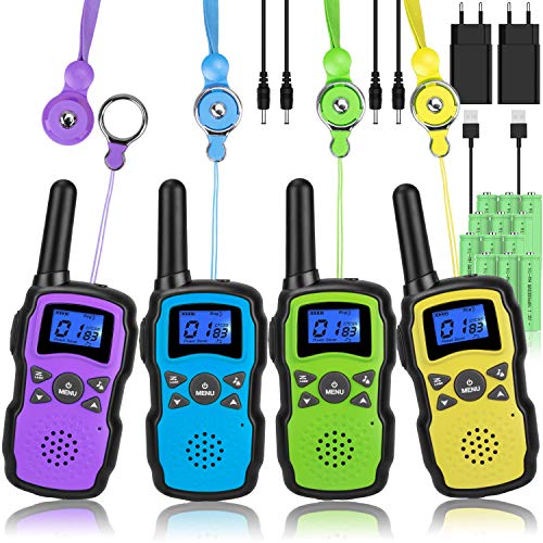 Wishouse Walkie Talkie Niños Bateria Recargable con 2 Cargadores USB, Adultos Walky Talky 4 Piezas Largo Alcance, Cámping Juegos Policia Juguetes with Linterna,Navidad Cumpleaños Regalos para Niños Wishouse Walkie Talkie Niños Bateria Recargable con 2 Cargadores USB, Adultos Walky Talky 4 Piezas Largo Alcance, Cámping Juegos Policia Juguetes with Linterna,Navidad Cumpleaños Regalos para Niños