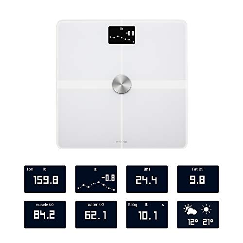 Withings Body+ Báscula inteligente con conexión Wi-Fi, medición de la grasa corporal, IMC, masa muscular y porcentaje de agua corporal, sincronización con la aplicación móvil por Bluetooth o Wi-Fi
