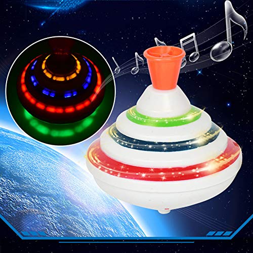 Wizsoula Gyros Spinning Top para Niños, Peonza de Juguete Musical, Push Down Spinning Top Toy con LED y Música Peg-Top Hand Spinning Gyro Toy Gift para Niños