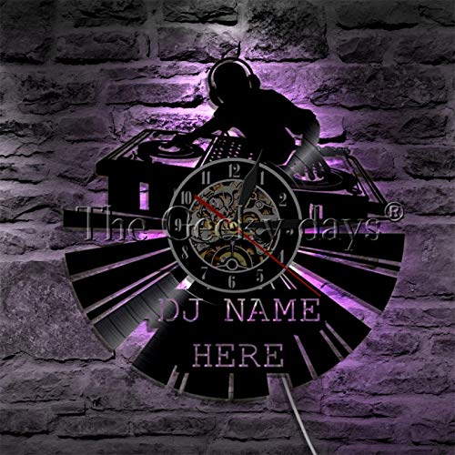 WJUNM 1 Pieza DJ Mezclador Reloj de Pared Moderno Personalizado tu Nombre Vinilo Reloj de Pared Rock Roll Reloj de Pared Amante de la música Regalo de DJ WJUNM 1 Pieza DJ Mezclador Reloj de Pared Moderno Personalizado tu Nombre Vinilo Reloj de Pared Rock Roll Reloj de Pared Amante de la música Regalo de DJ