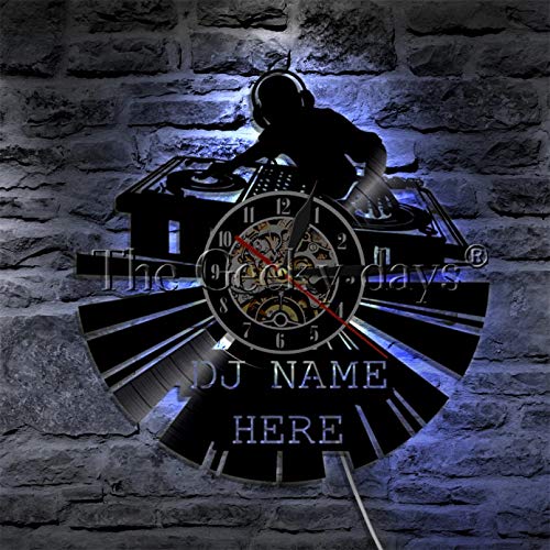 WJUNM 1 Pieza DJ Mezclador Reloj de Pared Moderno Personalizado tu Nombre Vinilo Reloj de Pared Rock Roll Reloj de Pared Amante de la música Regalo de DJ WJUNM 1 Pieza DJ Mezclador Reloj de Pared Moderno Personalizado tu Nombre Vinilo Reloj de Pared Rock Roll Reloj de Pared Amante de la música Regalo de DJ