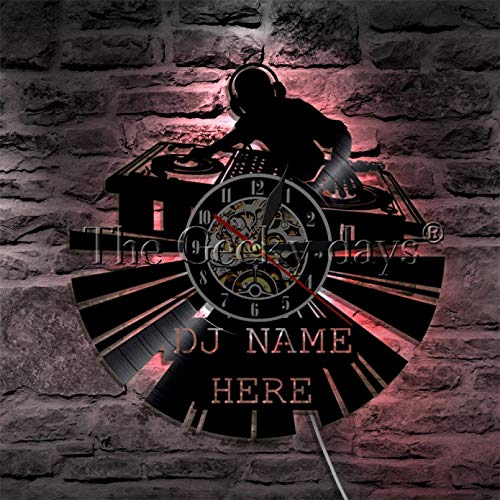 WJUNM 1 Pieza DJ Mezclador Reloj de Pared Moderno Personalizado tu Nombre Vinilo Reloj de Pared Rock Roll Reloj de Pared Amante de la música Regalo de DJ WJUNM 1 Pieza DJ Mezclador Reloj de Pared Moderno Personalizado tu Nombre Vinilo Reloj de Pared Rock Roll Reloj de Pared Amante de la música Regalo de DJ