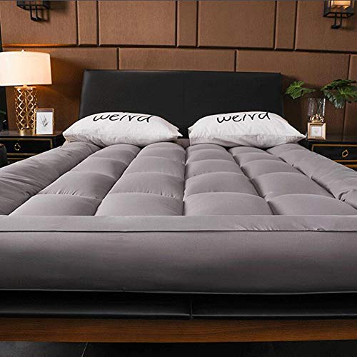 WJXBoos Hotel Acolchado Futón Cubre Colchón, Japonés Felpa Tatami Colchón Gruesas Anti-Slip Colchoneta De Dormir Suave Elástico Estera De Meditación-Gris 150x200cm(59x79inch)