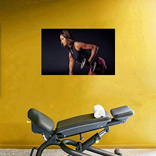 WKAQM Gimnasio Pared Arte Culturismo Aptitud Poster Sexy Chica Mancuerna Entrenamiento Lienzo Poster Impresiones Gimnasio Motivación Cuadros Inicio Gimnasio Pared Decoración Pintura Sin Marco TL-917