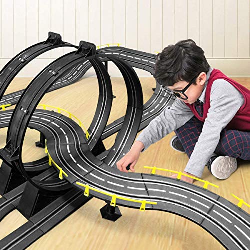 WLGQ 1:43 Modelo a Escala 11.8M Tracer Racers R/C Pista de Control Remoto de Alta Velocidad Tragamonedas de Carreras Coches-rieles Regalos para niños y niñas Pista de Empalme (Color: Eléctrico,