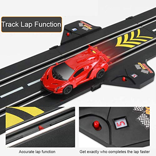 WLGQ 1:43 Modelo a Escala 11.8M Tracer Racers R/C Pista de Control Remoto de Alta Velocidad Tragamonedas de Carreras Coches-rieles Regalos para niños y niñas Pista de Empalme (Color: Eléctrico,