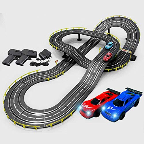 WLGQ 5M Pista de Carreras para Dos Personas 1:43 Escala Modelo Costura Pista Ranura Juego de Autos Bloques de Autos educativos Modelo de Pista Control eléctrico Control Manual Coche Navidad (Colo