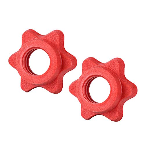 WLKK Acero sólido Protección de Seguridad Antideslizante Accesorio Dumbell Tuerca Hexagonal Tuerca Dumbell Collar Tornillo Barra con Barra(Plastic,Red)