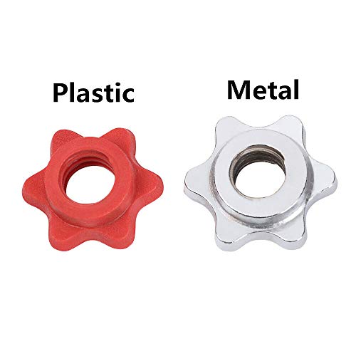 WLKK Acero sólido Protección de Seguridad Antideslizante Accesorio Dumbell Tuerca Hexagonal Tuerca Dumbell Collar Tornillo Barra con Barra(Plastic,Red)