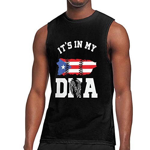 WLQP Camiseta sin Mangas para Hombre Puerto Rico It's in My DNA Men's Jersey Tank Gym Fitness T-Shirt