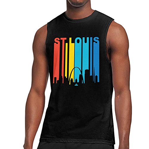 WLQP Camiseta sin Mangas para Hombre Vintage St. Louis Missouri Skyline Men's Tank Top Gym Fitness Vest