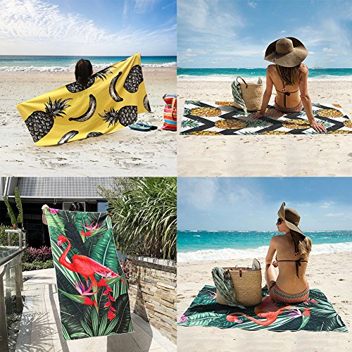 WLZP 【2021NEW】 Toalla de Playa de Microfibra, Deportes Toalla Secado Rápido-75x150CM,Absorbente,Compacta,Prevención de Arena.Manta de Grande y Liviana de Viaje para Gimnasio,Regalos Funda Impermeable