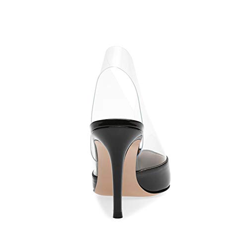 WMZQW Sandalias de Tacón Alto Puntiagudas para Mujer Estilete de Boda Zapatos de Fiesta para La Mascarada, Fiesta, Bar,Negro,42