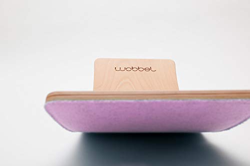 Wobbel Starter Balanceboard Transparant lacquered with Wild Rose (Pink/Purple) felt Yogaboard 70 cm