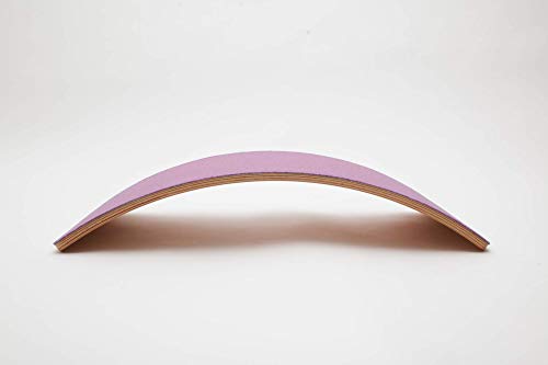 Wobbel Starter Balanceboard Transparant lacquered with Wild Rose (Pink/Purple) felt Yogaboard 70 cm