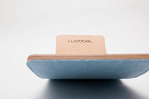 Wobbel - Tabla de equilibrio original Wobbel para principiantes. Con fieltro barnizado transparente, color azul cielo