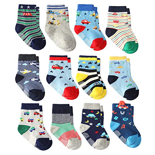 Wobon 12 Pares para Algodón Recién Nacido Infantil Niños Calcetines, Calcetines Antideslizantes para Bebé Niños (12 pares super estrella, 3-5 años) Wobon 12 Pares para Algodón Recién Nacido Infantil Niños Calcetines, Calcetines Antideslizantes para Bebé Niños (12 pares super estrella, 3-5 años)