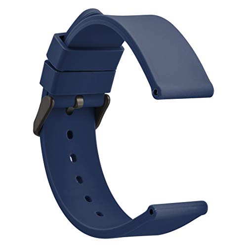 WOCCI 20mm Correa de Reloj de Silicona con Hebilla Negra, Banda de Repuesto de Goma Suave (Azul Oscuro) WOCCI 20mm Correa de Reloj de Silicona con Hebilla Negra, Banda de Repuesto de Goma Suave (Azul Oscuro)