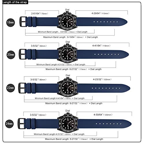 WOCCI 20mm Correa de Reloj de Silicona con Hebilla Negra, Banda de Repuesto de Goma Suave (Azul Oscuro)