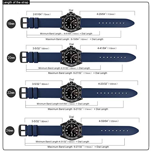 WOCCI 20mm Correa de Reloj de Silicona con Hebilla Negra, Banda de Repuesto de Goma Suave (Azul Oscuro) WOCCI 20mm Correa de Reloj de Silicona con Hebilla Negra, Banda de Repuesto de Goma Suave (Azul Oscuro)
