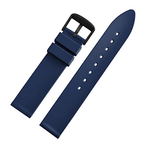 WOCCI 20mm Correa de Reloj de Silicona con Hebilla Negra, Banda de Repuesto de Goma Suave (Azul Oscuro)