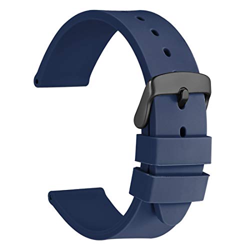 WOCCI 20mm Correa de Reloj de Silicona con Hebilla Negra, Banda de Repuesto de Goma Suave (Azul Oscuro) WOCCI 20mm Correa de Reloj de Silicona con Hebilla Negra, Banda de Repuesto de Goma Suave (Azul Oscuro)