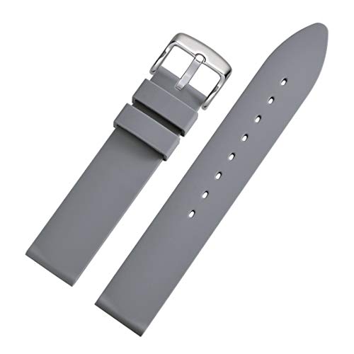 WOCCI 20mm Correa de Reloj de Silicona con Hebilla Plateada, Banda de Repuesto de Goma Suave (Gris) WOCCI 20mm Correa de Reloj de Silicona con Hebilla Plateada, Banda de Repuesto de Goma Suave (Gris)
