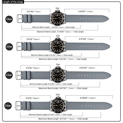 WOCCI 20mm Correa de Reloj de Silicona con Hebilla Plateada, Banda de Repuesto de Goma Suave (Gris) WOCCI 20mm Correa de Reloj de Silicona con Hebilla Plateada, Banda de Repuesto de Goma Suave (Gris)