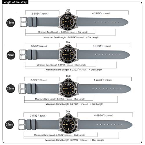 WOCCI 20mm Correa de Reloj de Silicona con Hebilla Plateada, Banda de Repuesto de Goma Suave (Gris)