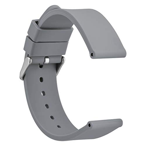 WOCCI 20mm Correa de Reloj de Silicona con Hebilla Plateada, Banda de Repuesto de Goma Suave (Gris) WOCCI 20mm Correa de Reloj de Silicona con Hebilla Plateada, Banda de Repuesto de Goma Suave (Gris)