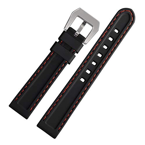 WOCCI 20mm Correa Reloj de Silicona, Caucho Suave Replacement Banda (Negro) WOCCI 20mm Correa Reloj de Silicona, Caucho Suave Replacement Banda (Negro)