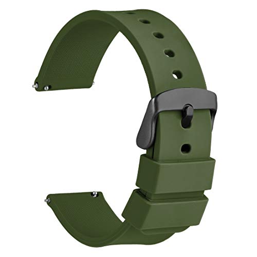 WOCCI 22mm Silicona Correa Reloj Hombre Mujer con Hebilla de Negro, Pulsera de Repuesto Ejército Verde WOCCI 22mm Silicona Correa Reloj Hombre Mujer con Hebilla de Negro, Pulsera de Repuesto Ejército Verde