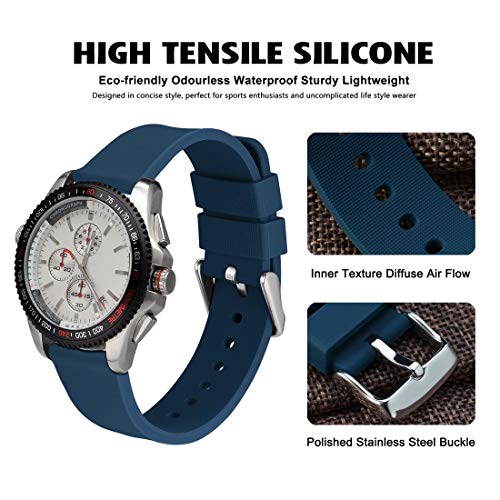 WOCCI Silicona Correa Reloj 20mm con Hebilla de Acero Inoxidable, Liberación Rápida y Unisex (Azul Oscuro) WOCCI Silicona Correa Reloj 20mm con Hebilla de Acero Inoxidable, Liberación Rápida y Unisex (Azul Oscuro)
