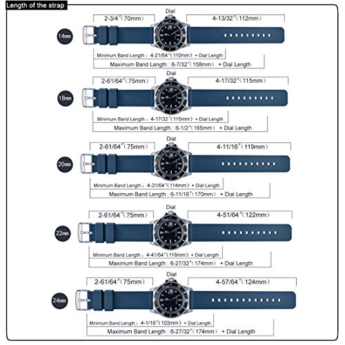 WOCCI Silicona Correa Reloj 20mm con Hebilla de Acero Inoxidable, Liberación Rápida y Unisex (Azul Oscuro)